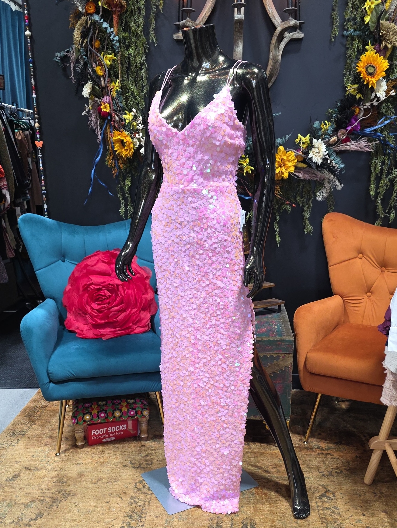 New! B Darlin Pink Sequin Slip Maxi Dress